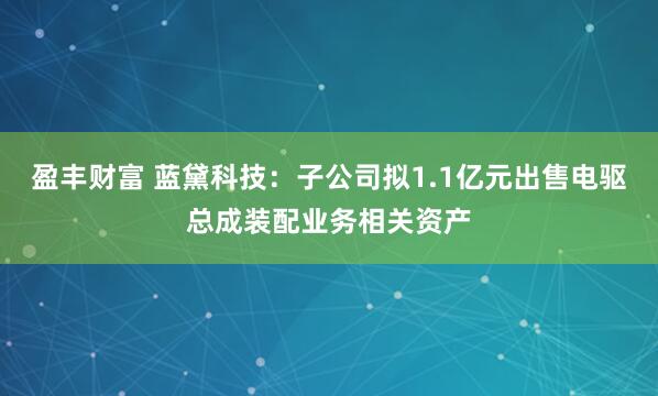 盈丰财富 蓝黛科技：子公司拟1.1亿元出售电驱总成装配业务相关资产